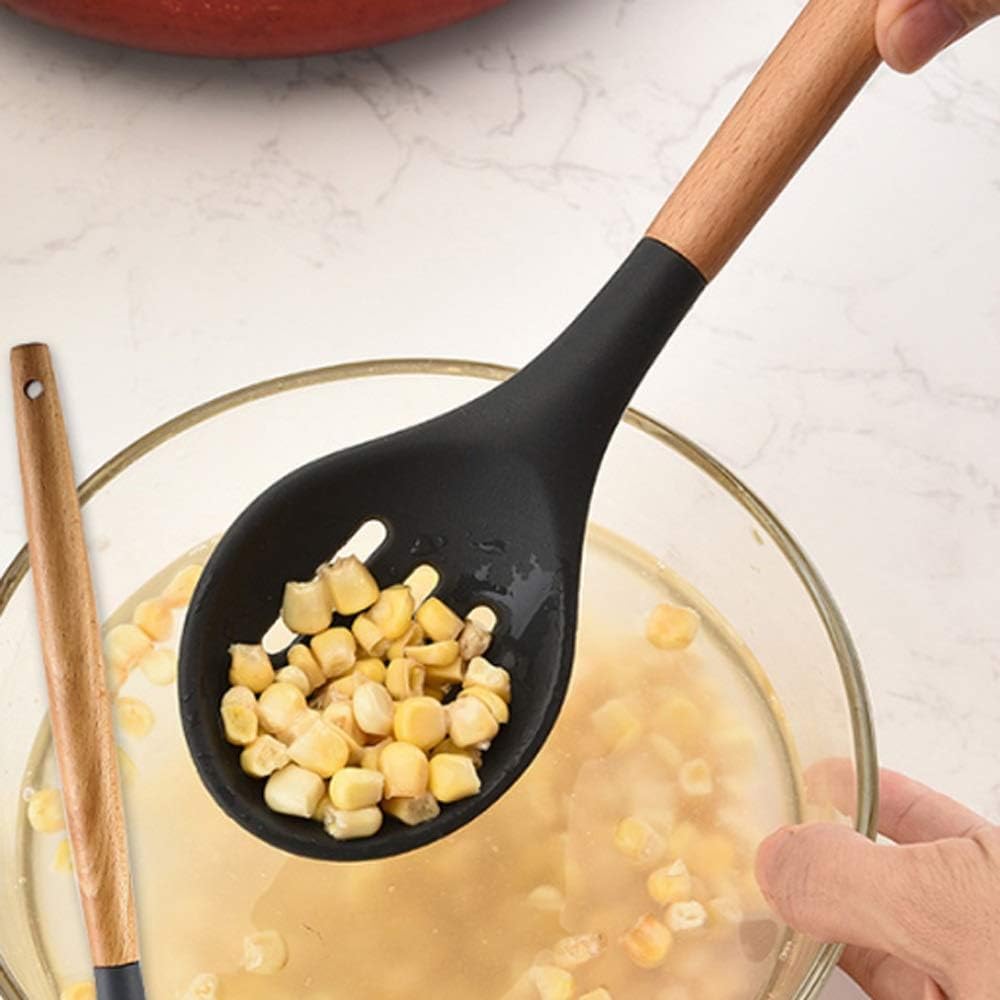 Spatule en Silicone antiadhésive Spatule de Cuisine Domestique Résistant aux Hautes températures Spatule en Silicone Souple Cuillère à Frire Protecteur Ensemble d'ustensiles de Cuisine