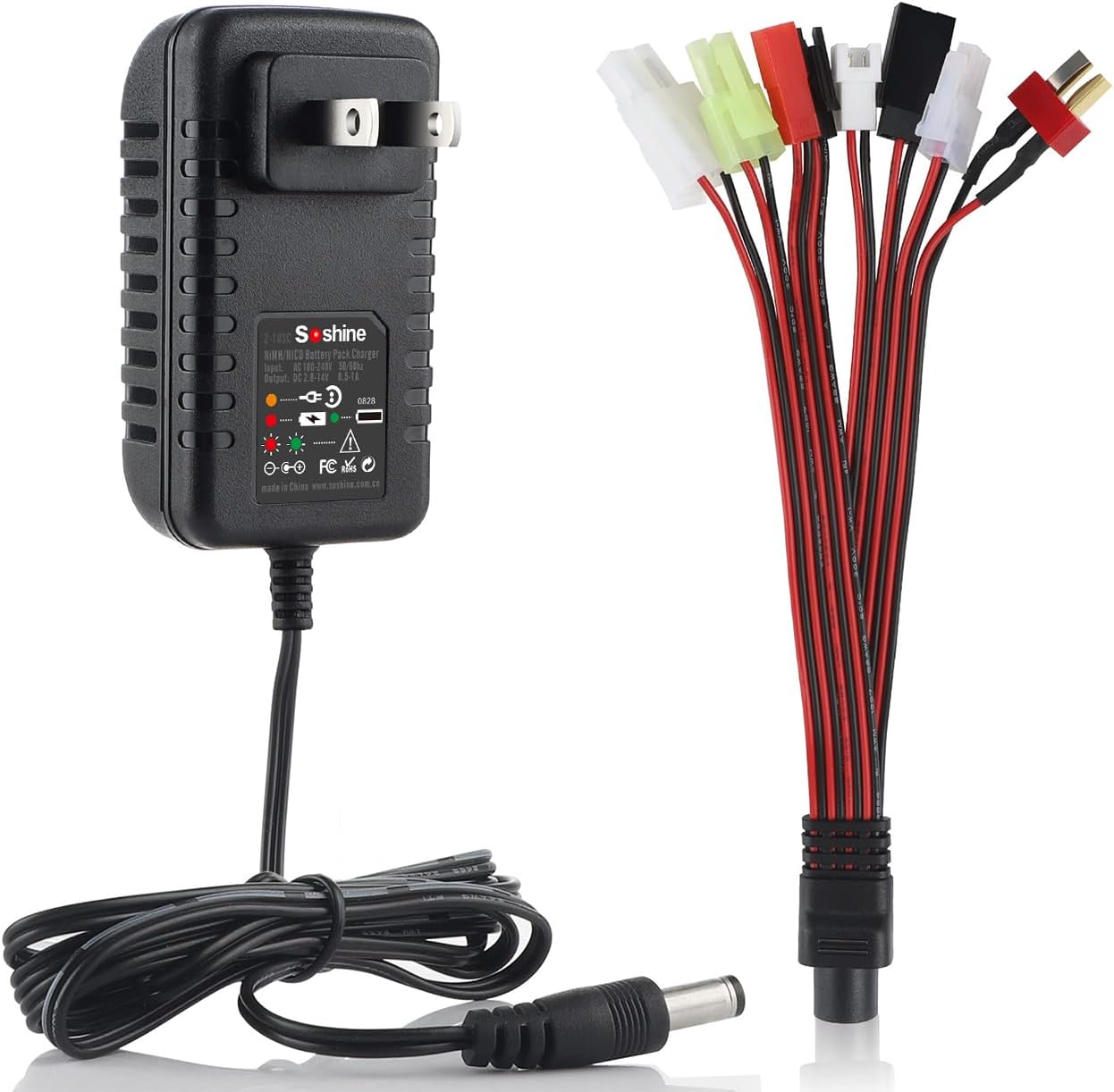 NC RC Battery Charger for 4.8V 7.2V 8.4V 9.6V NiMH/NiCD, RC Car Charger for Traxxas Battery 2.4V-12V Battery Pack, 2-10