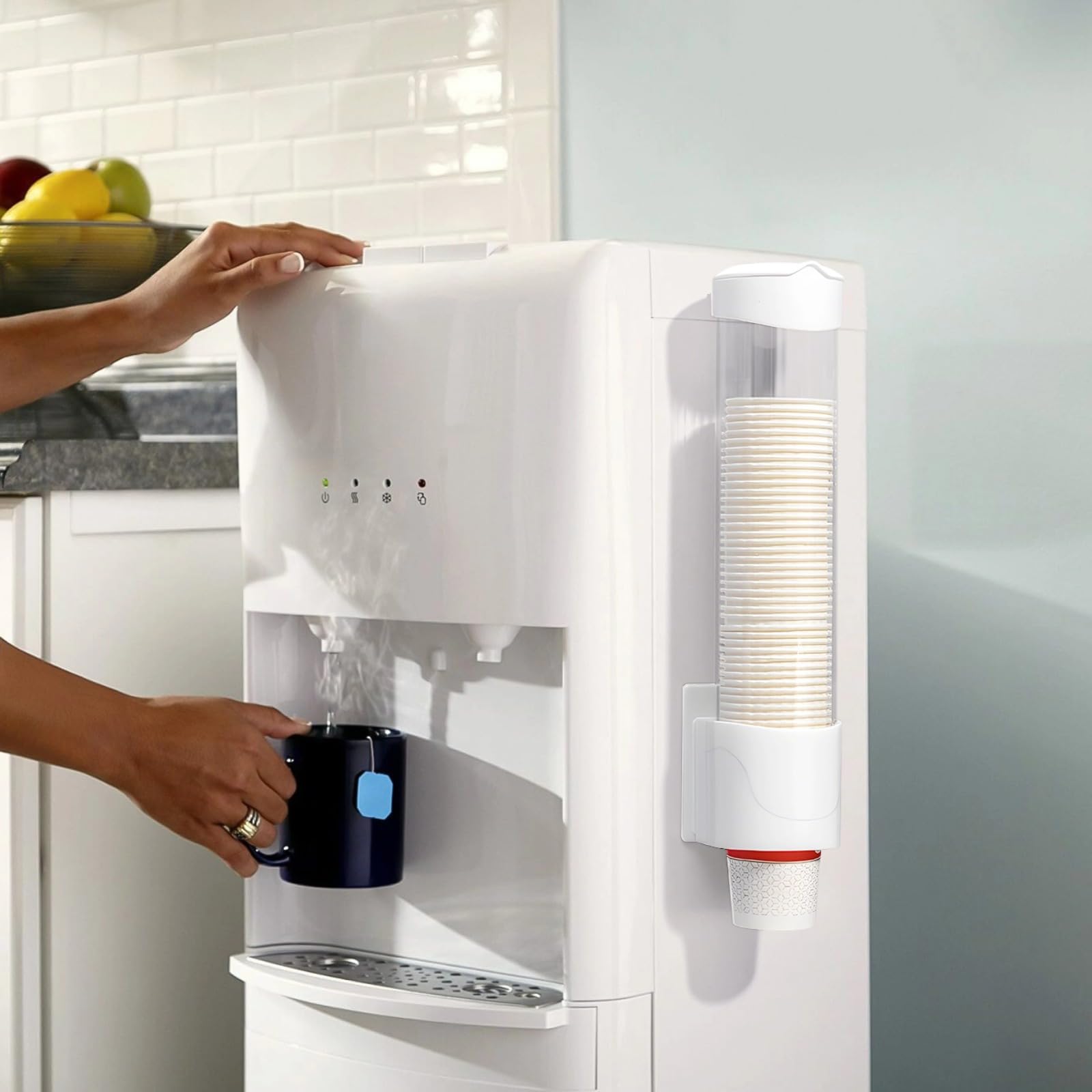 Pull-Type Wall Cup Dispenser for 3-6.5 Oz Paper Cups, Dust-Proof Organizer for Home, Office & Medical Use