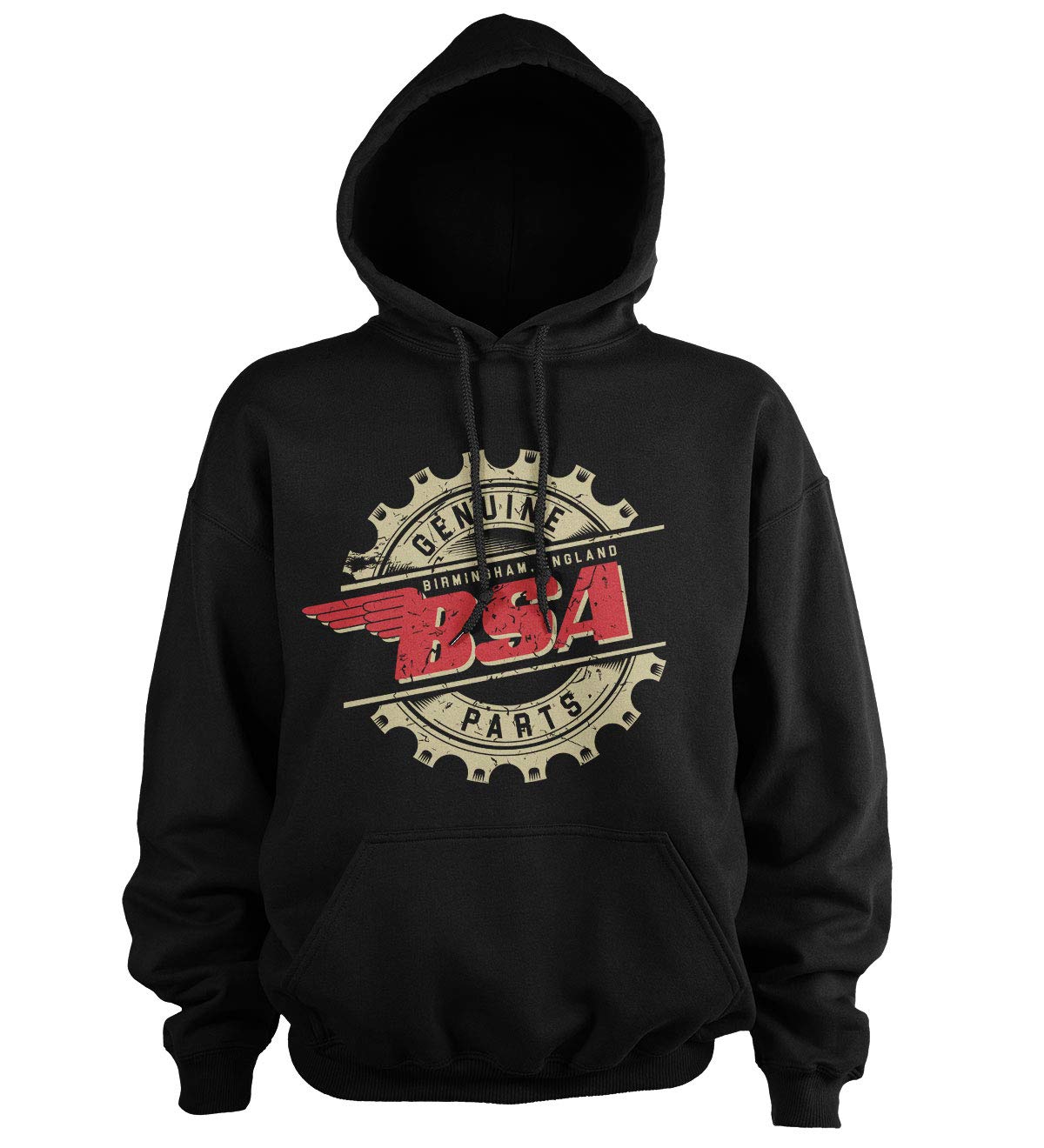 BSA Oficjalnie licencjonowany B.S.A. Genuine Parts Bluza z kapturem (Czarny), Small
