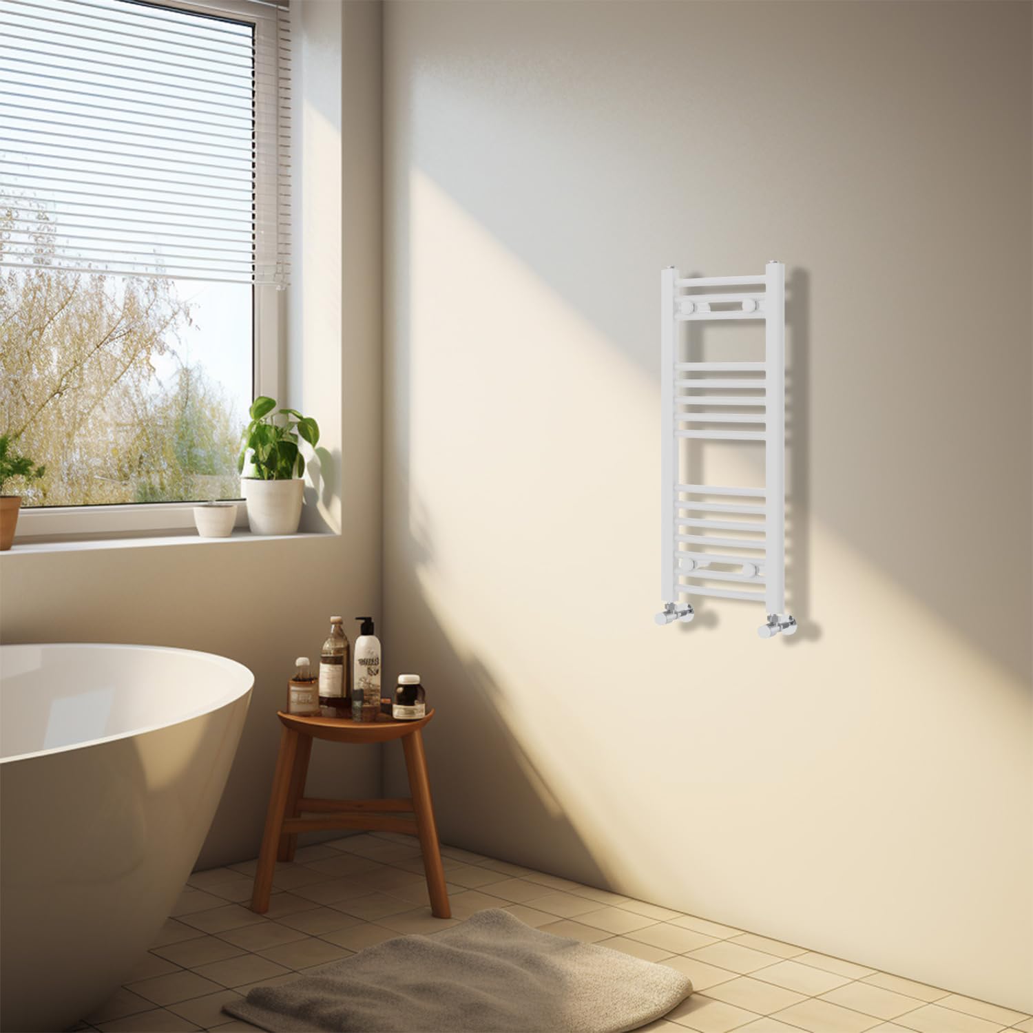 NRG White Heated Towel Rail Curved Designer Bathroom Radiator - 800×300mm