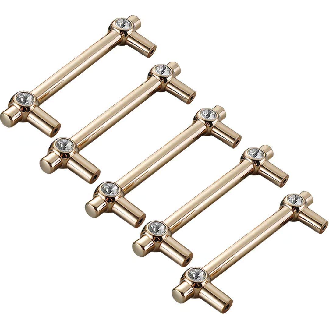 SBZIOJHDR Door Handle, 5 pcs Handle for Wardrobe Drawer Cupboard, Golden Cabinet Door Knobs Furniture Knob(Hole Distance 96mm)