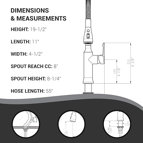 Miniatura 7 de Strictly Sinks - Grifo de cocina con rociador extraíble, diseño contemporáneo, micro bobina, grifo de resorte de arco alto, cabezal rociador de 3