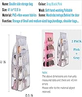 Vista 63 de AARAINBOW 1 Pack Hanging Handbag Purse Organizer for Closet, Hand Bag Organizer Holder 8 Pockets, Space Saving Wardrobe Purse Storage Organizer for
