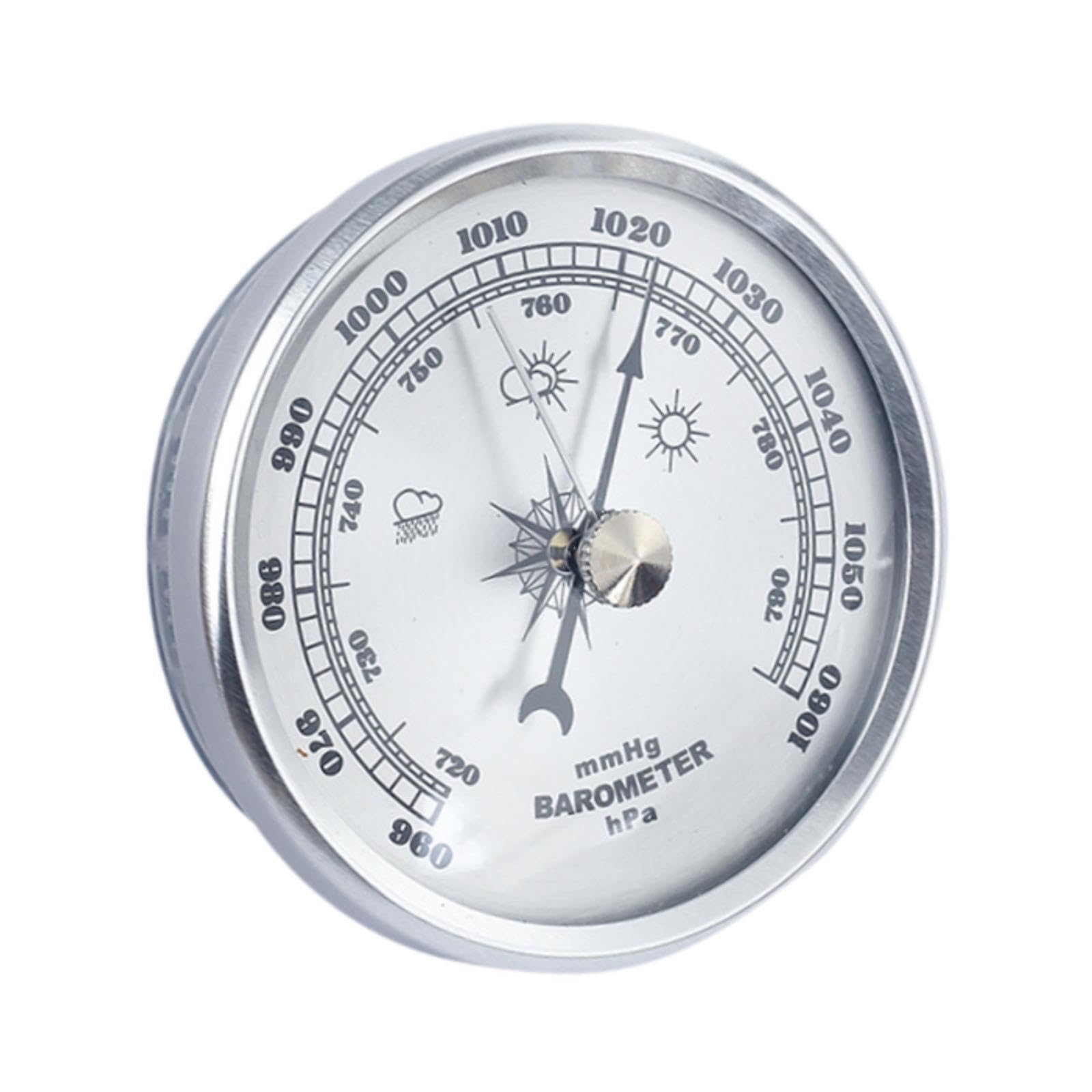 kesurpae Barómetro aneroide de Pared Empotrado, manómetro de presión atmosférica precisión, diámetro Interior 20 mm, manómetro presión atmosférica analógico Pared, Plata — view 2