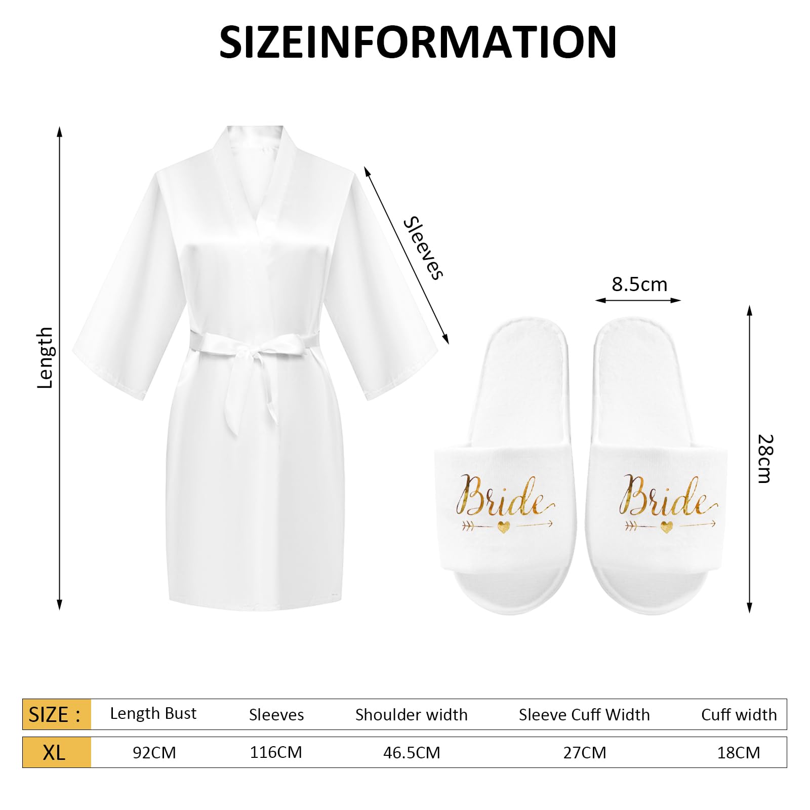 Bride szlafrok damski, szlafrok kąpielowy, satynowy, kimono z dekoltem w kształcie litery V, bielizna nocna z kapciami na wesele, dekoracja imprezowa