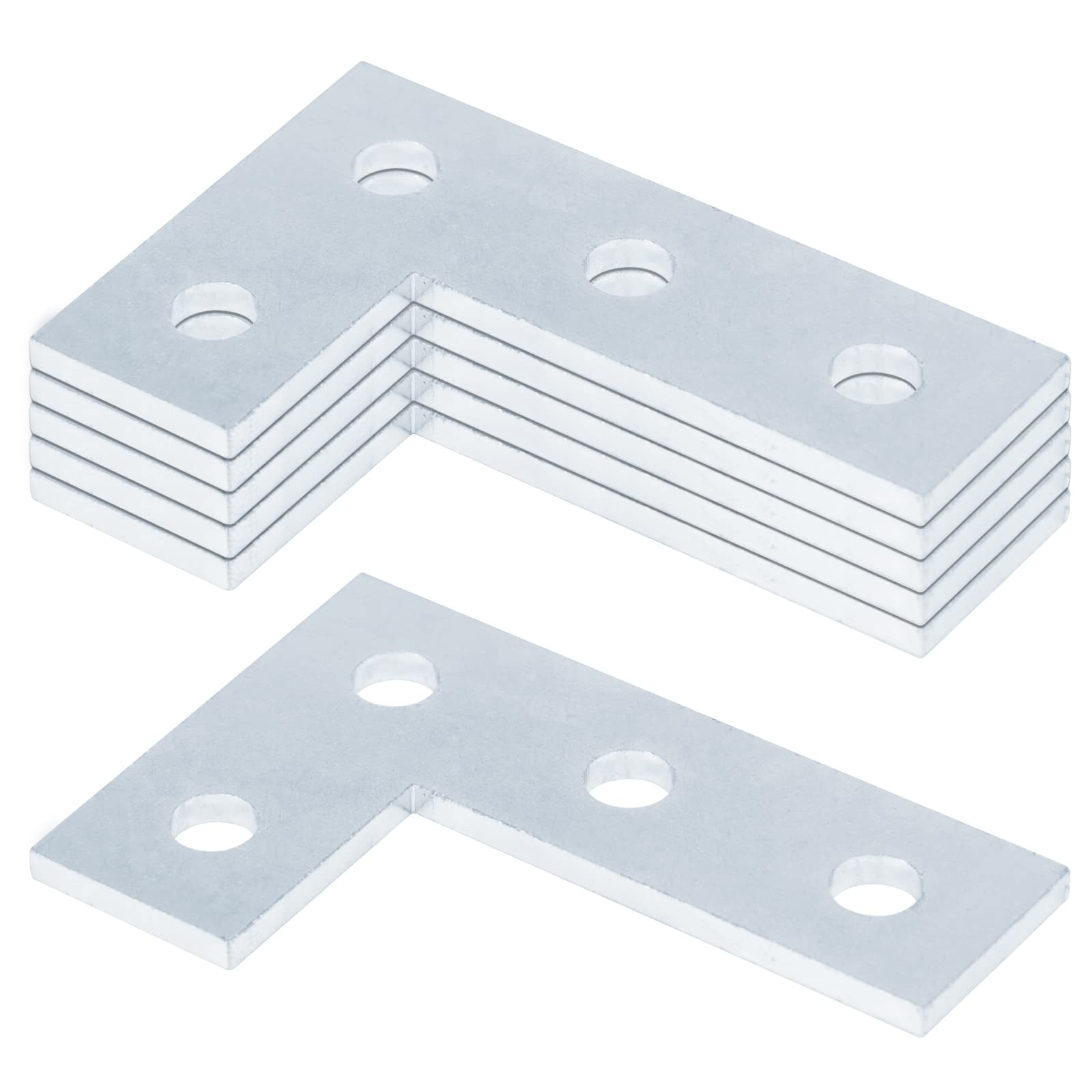 heneng 6 Pcs 4 Hole Flat Plate Fitting for 1-5/8" Strut Channel, Flat L Shaped Bracket, 7/32" Thick