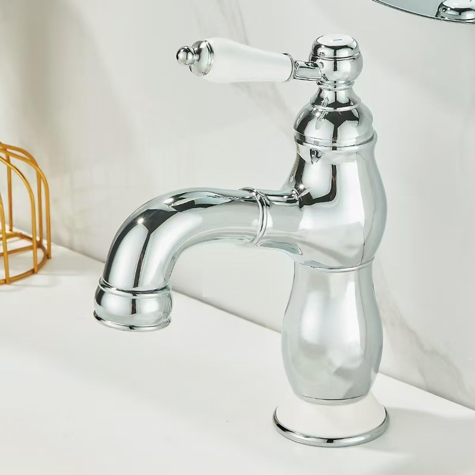 Fanjubei Silver Drawstring Short Bathroom Copper Pull-Out Hot And Cold Basin Faucet
