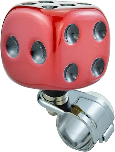 Miniatura 11 de Perilla de asistencia en forma de dados para volante, rueda giratoria suicida de resina para la mayoría de vehículos manuales (negro, rojo) Negro