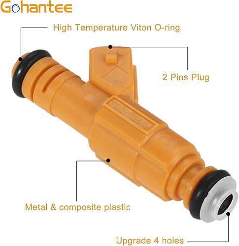 Miniatura 4 de Inyectores de combustible 0280155710 compatibles con Jeep Cherokee Grand Cherokee 1987-1998 Wrangler Comanche 4.0L 4 agujeros inyector de