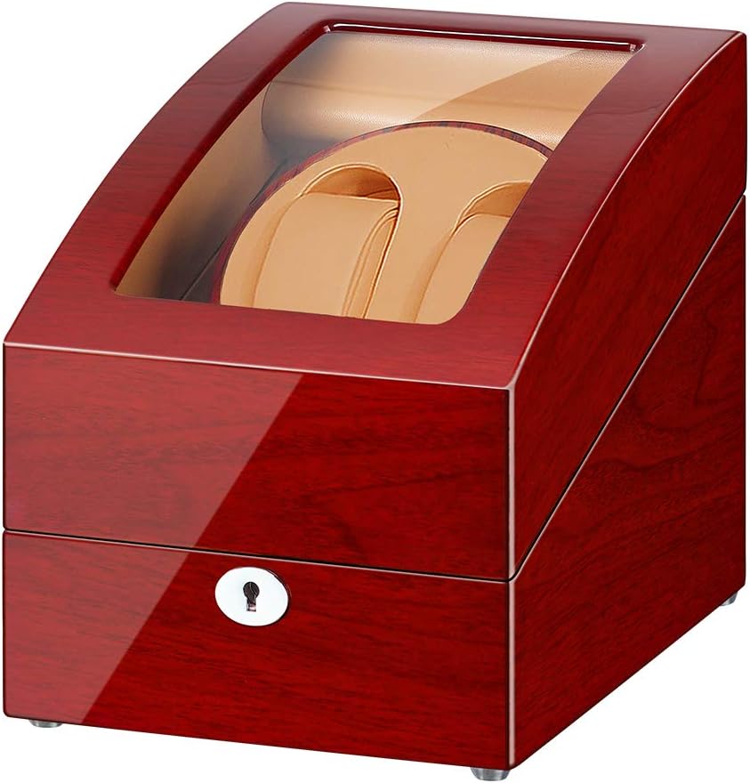 Automatic Double Watch Winder 2+3 - Watch Winder Box with Quiet Mabuchi Motor and Dual Power Supply - Luxury Wooden Storage Display Case