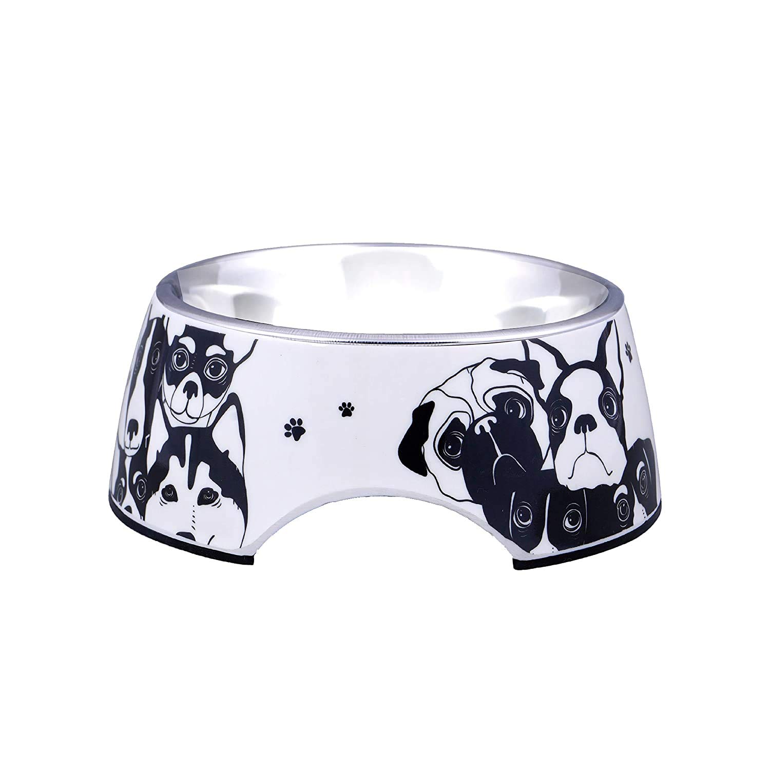 Goofy Tails Dog Print Dog Bowl| Melamine & Stainless Steel Dog Food Bowl with Anti-Skid Base| Dog Feeding Bowl for Large Dogs (Medium, 800ml) (B085XYDRL5) Amazon Price History, Amazon Price Tracker