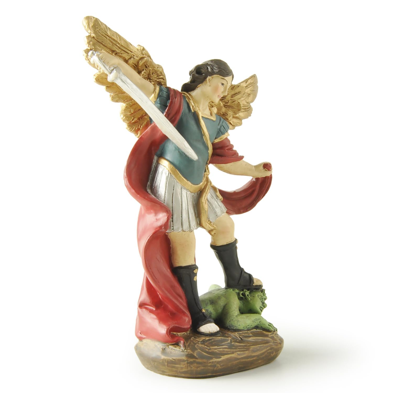 PlentifulHome 5.32'' Tall St Michael Statue, Archangel Michael Sculpture, San Miguel Arcangel Figurine - Image 2