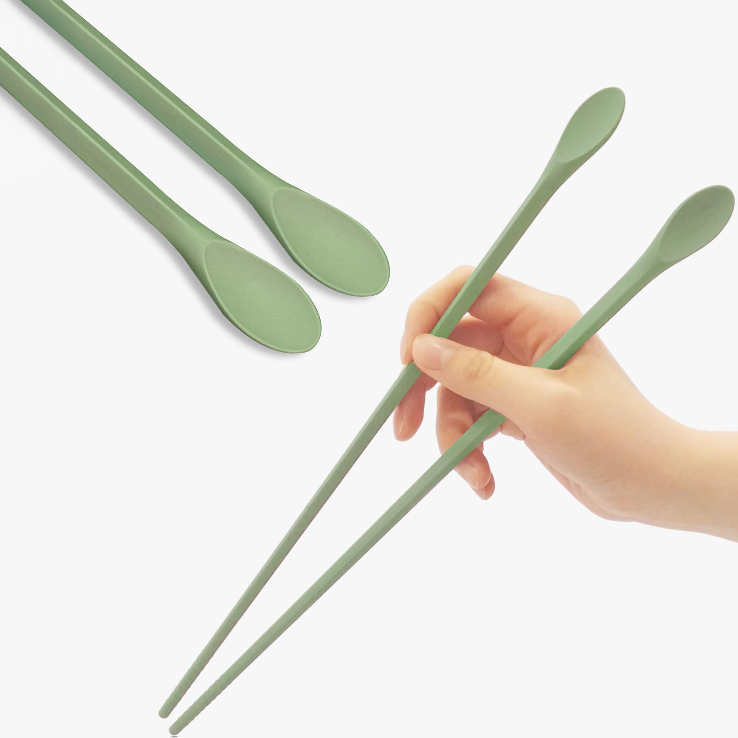 RECOHOME Long Silicone Cooking Chopsticks with Spoon