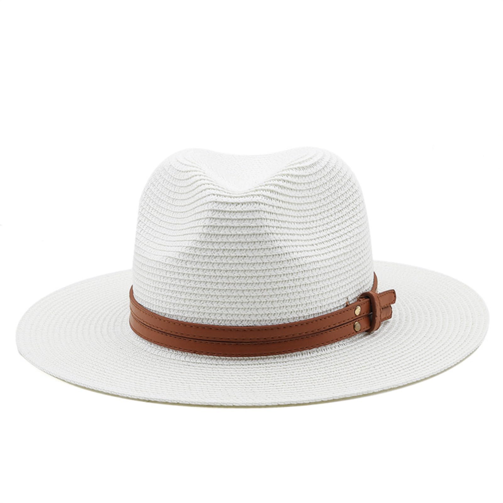 LTHTX Sombrero Panamá para hombres y mujeres, sombrero de paja de ala ancha, sombrero de playa plegable de verano para pesca y viajes (blanco, XL), blanco, M