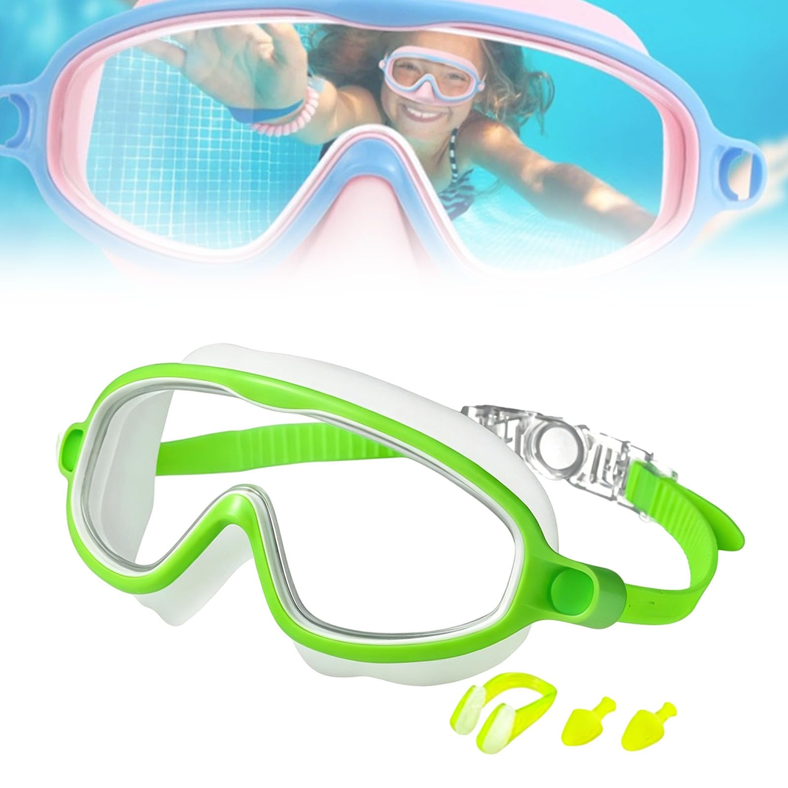 Tibatoes Goggles, Tibatoes Clip-on Swim Goggles with Quick Release Strap, 180° Wide Angle Vision, No Leaks & No Fog & UV-protective, Versatile for Every Water Activity (#H)