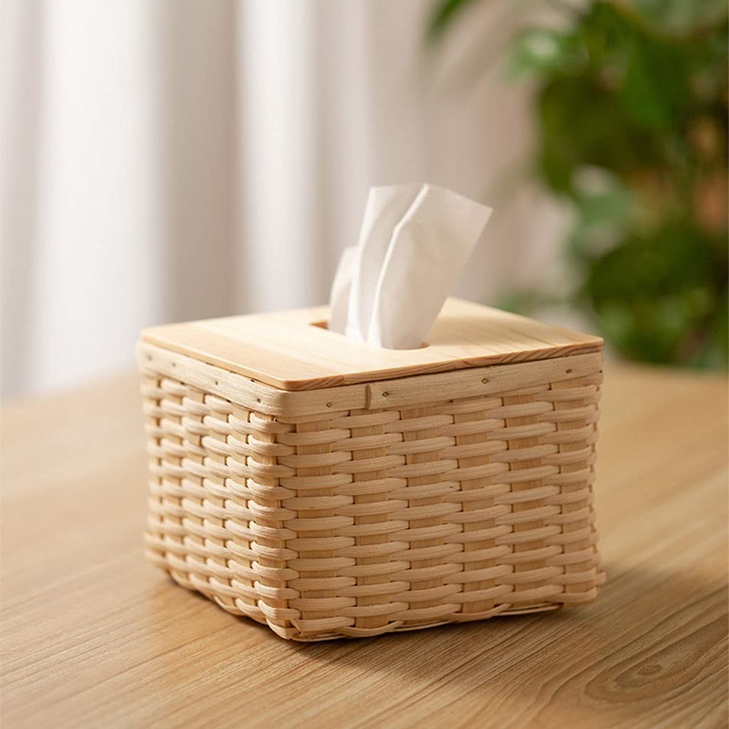 Ratán Sostenedor del Tejido Caja,Caja de pañuelos cosméticos,para dispensador de cubierta de papel higiénico para baño, hogar, hotel y almacenamiento de oficina y tejidos Protector ( Size : Small )