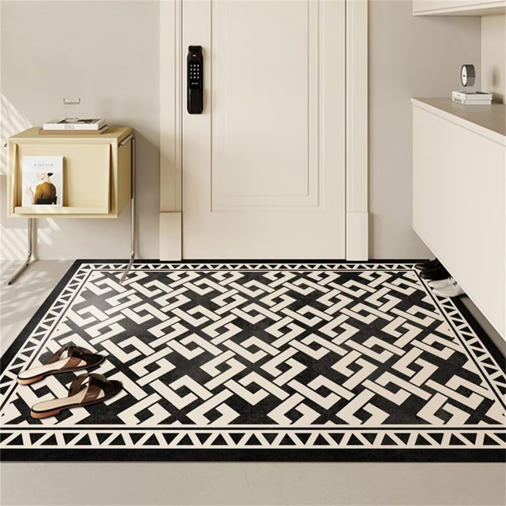 Tapis de salon antidérapant 200x250cm gris noir durable pour sol sécurisé