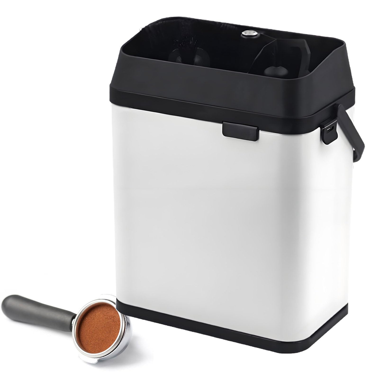 YXYLJOZ Electric Portafilter Cleaner-Automatic Coffee Grounds Cleaning Machine-Knock box for Espresso coffee-Espresso Puck Sucker-Innovative Espresso Machine Accessories (White)