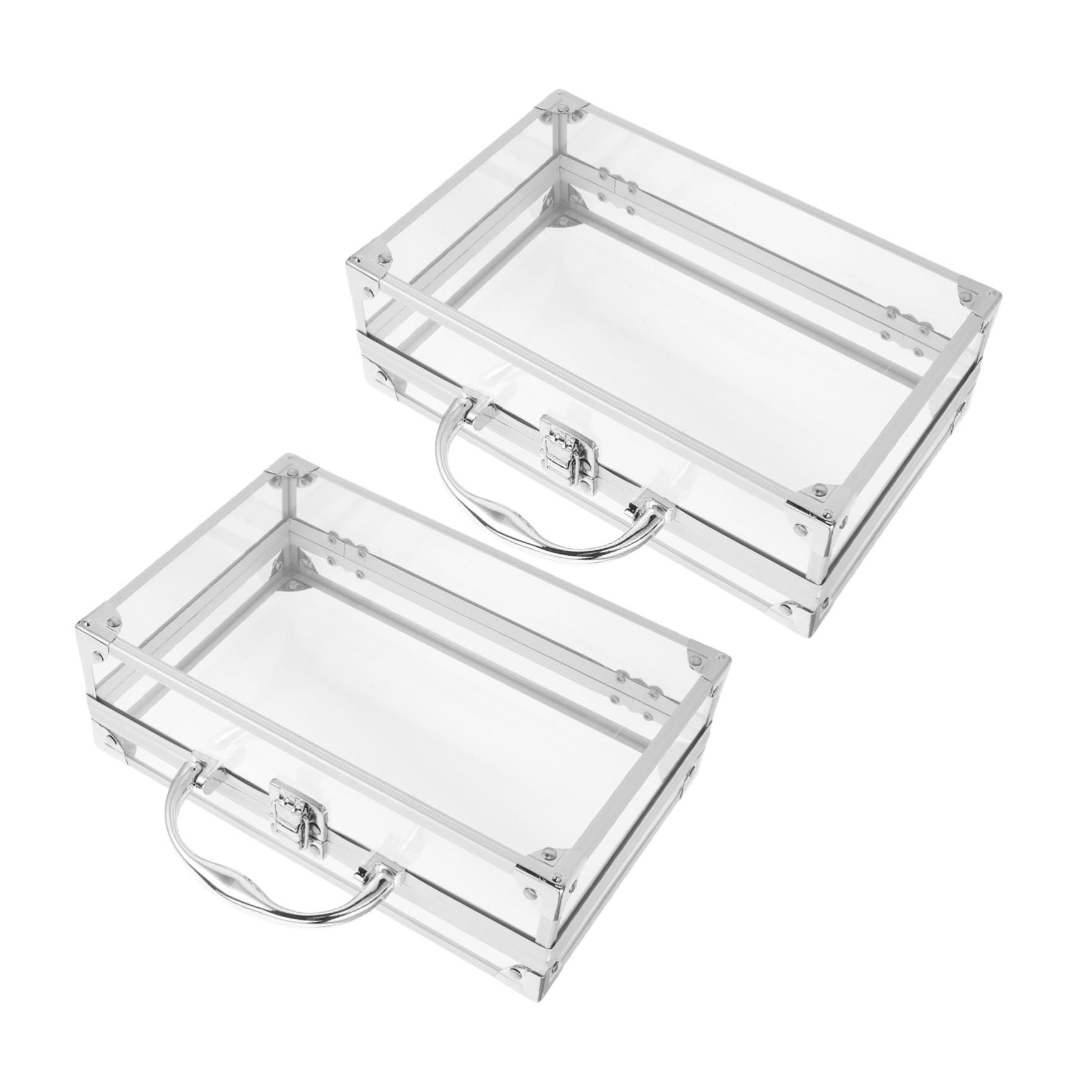 Organizador Portátil Caja Organizadora Transparente con Asa y Tapa Ajustada 2 Piezas de Acrílico y Plástico para Libros Adecuado para Uso Diario y Clasificación