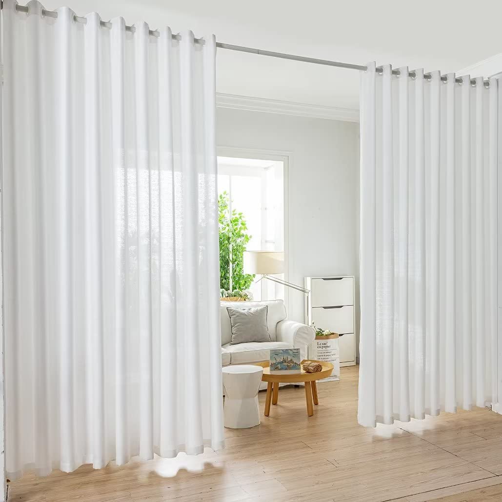 Amazon｜間仕切りカーテン レースカーテン おしゃれ ハトメ式 外から