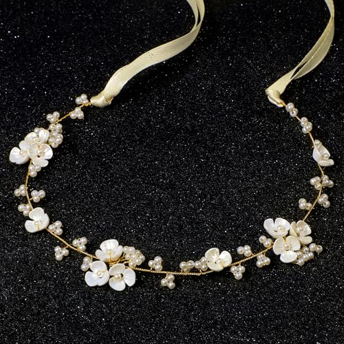 HJZHII Haarschmuck Kommunion Mädchen,Kommunion Haarschmuck für Frauen,29cm Blumenkranz Haare Kinder Braut Hochzeit Brautschmuck Blumenmädchen Haarband Haarreif Bohemian Kopfschmuck für Erstkommunion