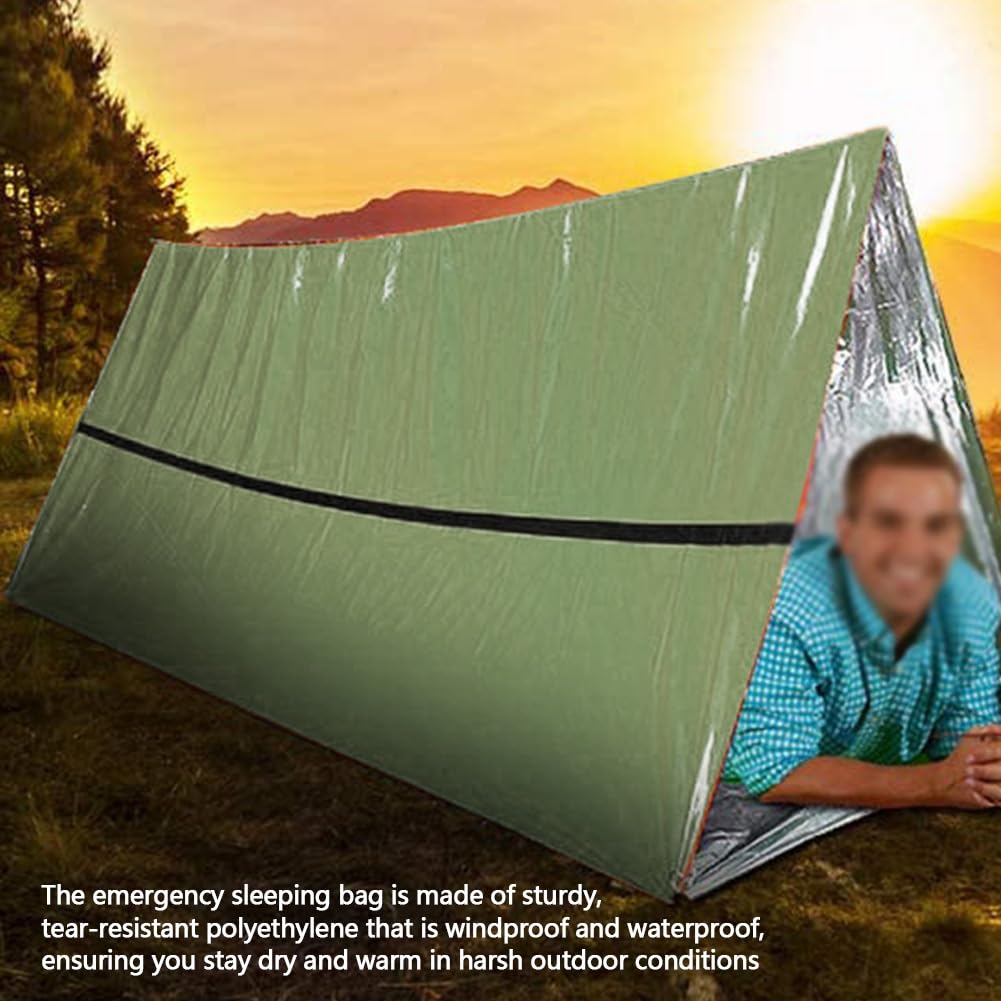 Lote de 2 bolsas de dormir de supervivencia impermeables térmicas, bolsa Bivy portátil para camping, senderismo, aventura
