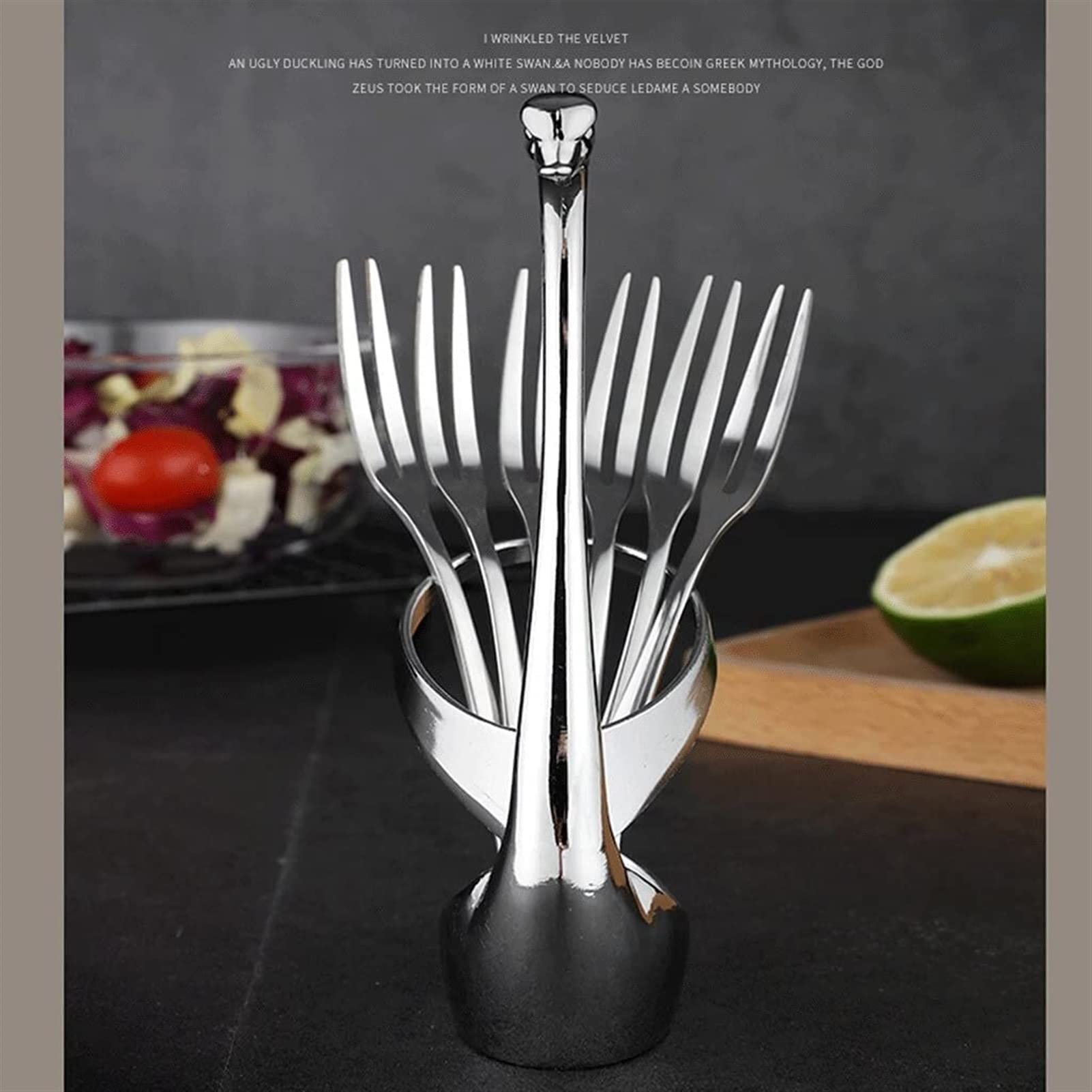 Cucharas De Mesa Tanquillas de acero inoxidable 8 piezas, conjunto cubiertos creativos Cygnus, for la cocina for el hogar Forks ensalada, horquillas postre Sopa Antigoteo Servir