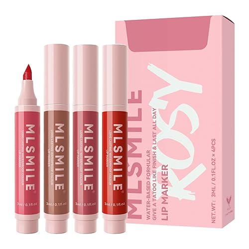 awakentti 4 bolígrafos labiales de larga duración, marcador de labios sin transferencia con un efecto de tatuaje natural y un uso extremadamente