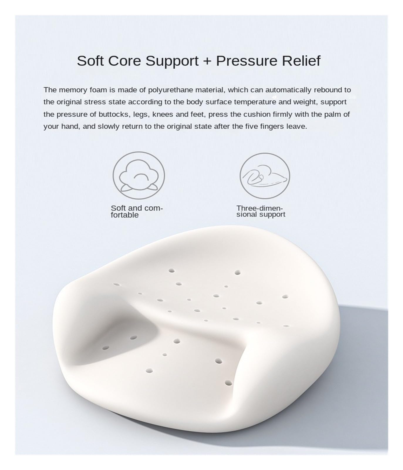 Cojín de meditación, almohada gruesa de espuma viscoelástica, asiento ergonómico para relajación y comodidad