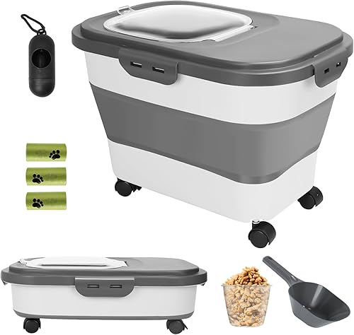 Contenedores de almacenamiento de alimentos para mascotas de 20 a 23 libras, contenedor plegable de almacenamiento de alimentos para perros, con