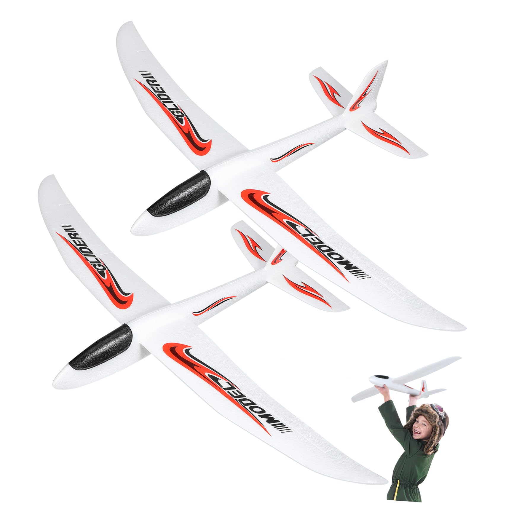 BESPORTBLE 2 Stück 99cm Großes Wurfflugzeuge Spielzeug aus Schaumstoff für Kinder mit Aufklebern Verbessert Hand Auge Koordination für Outdoor Unterhaltung und Geschenk