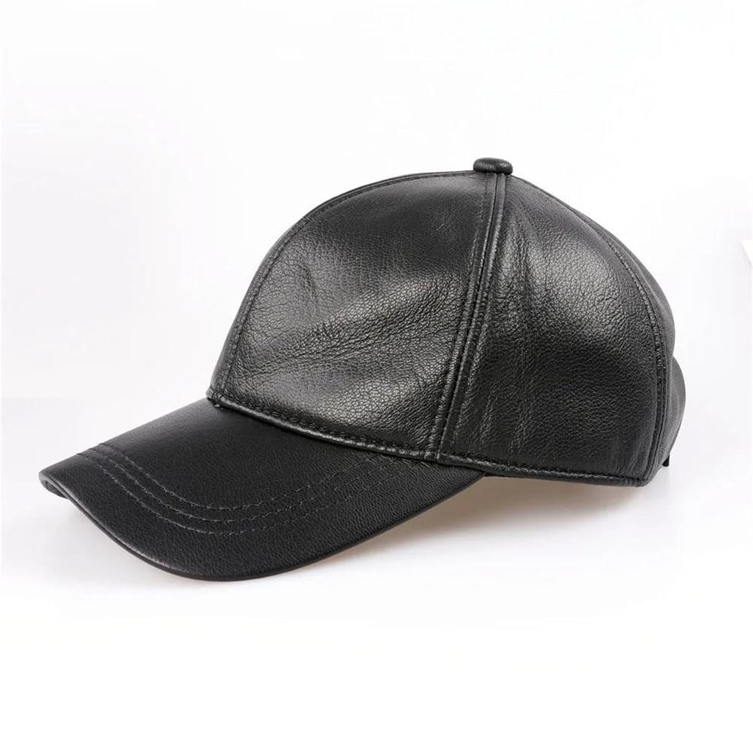 Gorra de béisbol de piel auténtica para hombre, ajustable, de piel auténtica