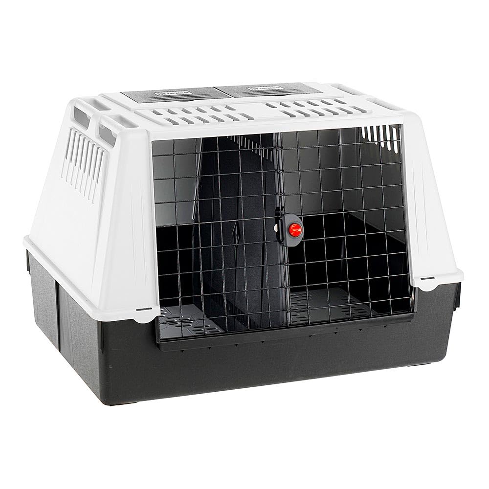 Ferplast Transportín Perro Coche, Atlas Car 100, Puerta Corredera Doble con Cerradura de Seguridad, Alfombrilla de Drenaje incluida, L 100 x W 60 x H 66 cm. MAX 40 Kg.
