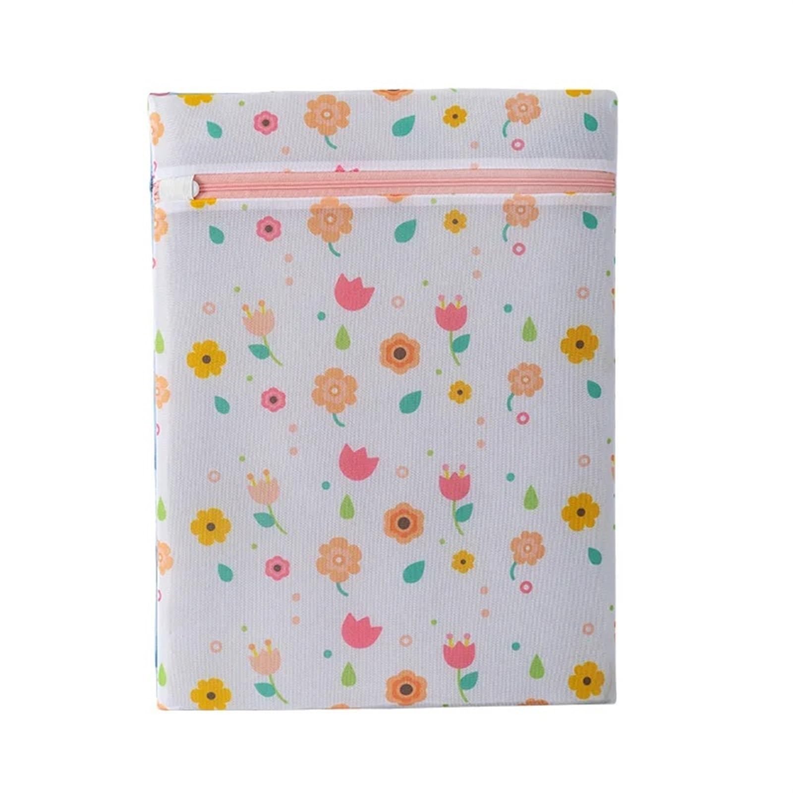 Laundry Bag 2pcs Colorful Polyester Printing Laundry Bags Underwear Bra Washing Machine Bag Mesh Travel Organizer Wash Folding Basket(L 50-60cm)