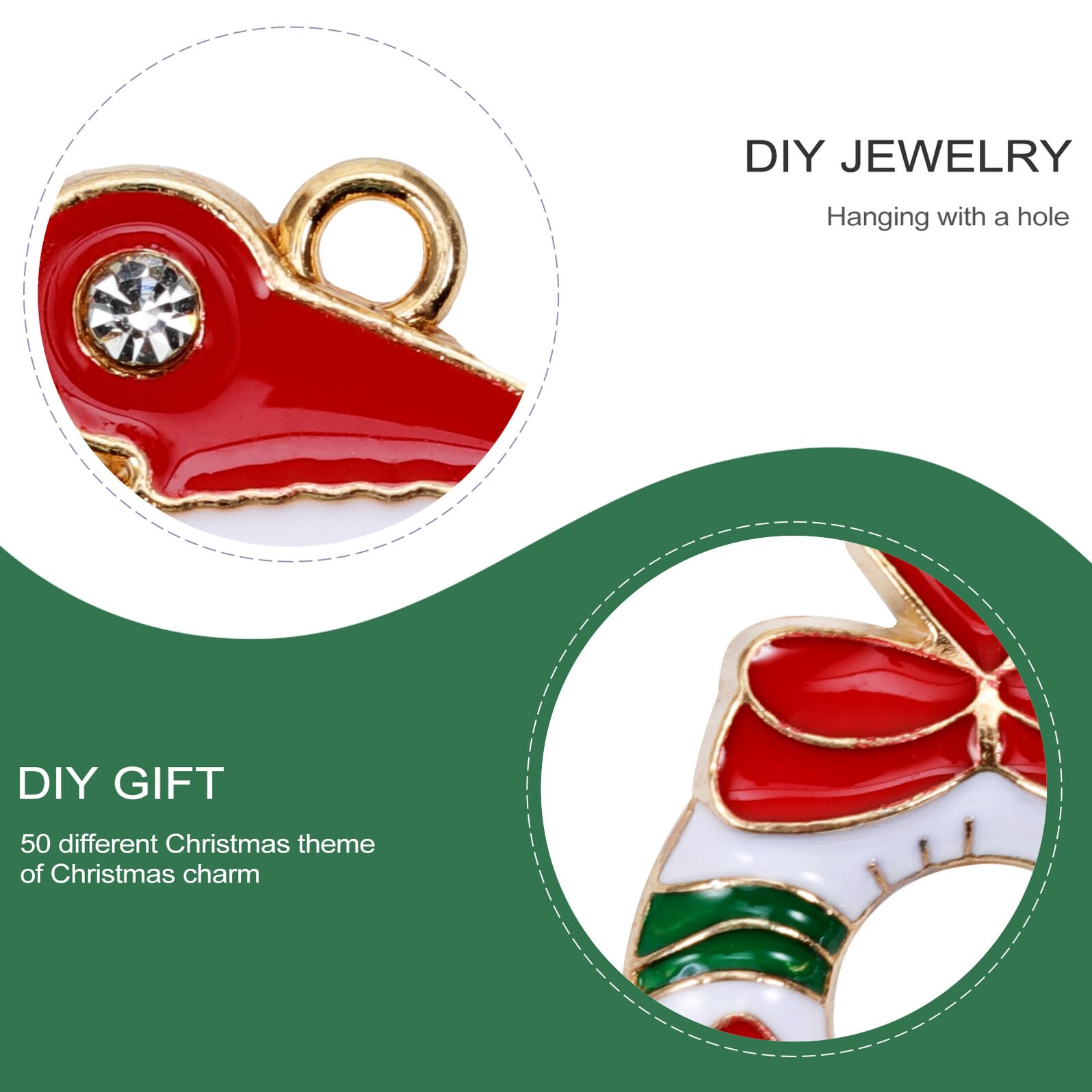 Angoily 150 Pezzi Pendenti in Smaltata Natalizi per Appendere Ciondoli Natale per Bracciali Collane Decorazioni Natale e Accessori Fai da Te per Feste e Regali