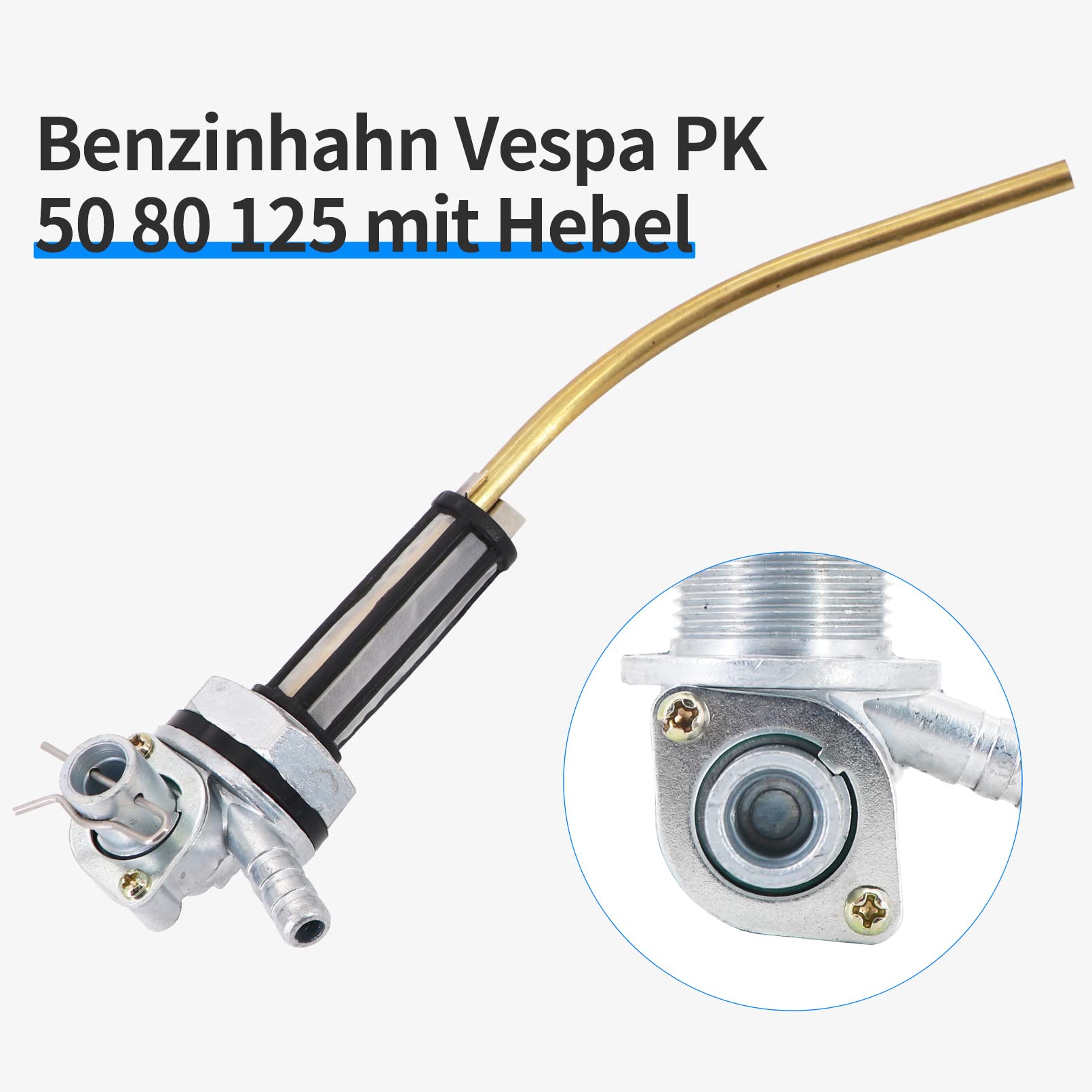Benzinhahn+Hebel passend für Vespa GL, GTR, P, PK, Rally, Special, Sprint 50, 80, 125, 150, 200