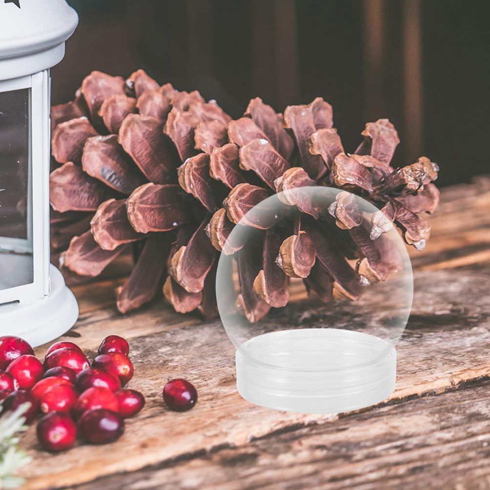 DOITOOL 24 Pack Snow Globes with Screw Off, 3.4 X 3 inch DIY Clear Water Globes Plastic Empty Jar Fillable Cookies Candy Jar for DIY Crafts, Christmas Home Decorations, 270ml