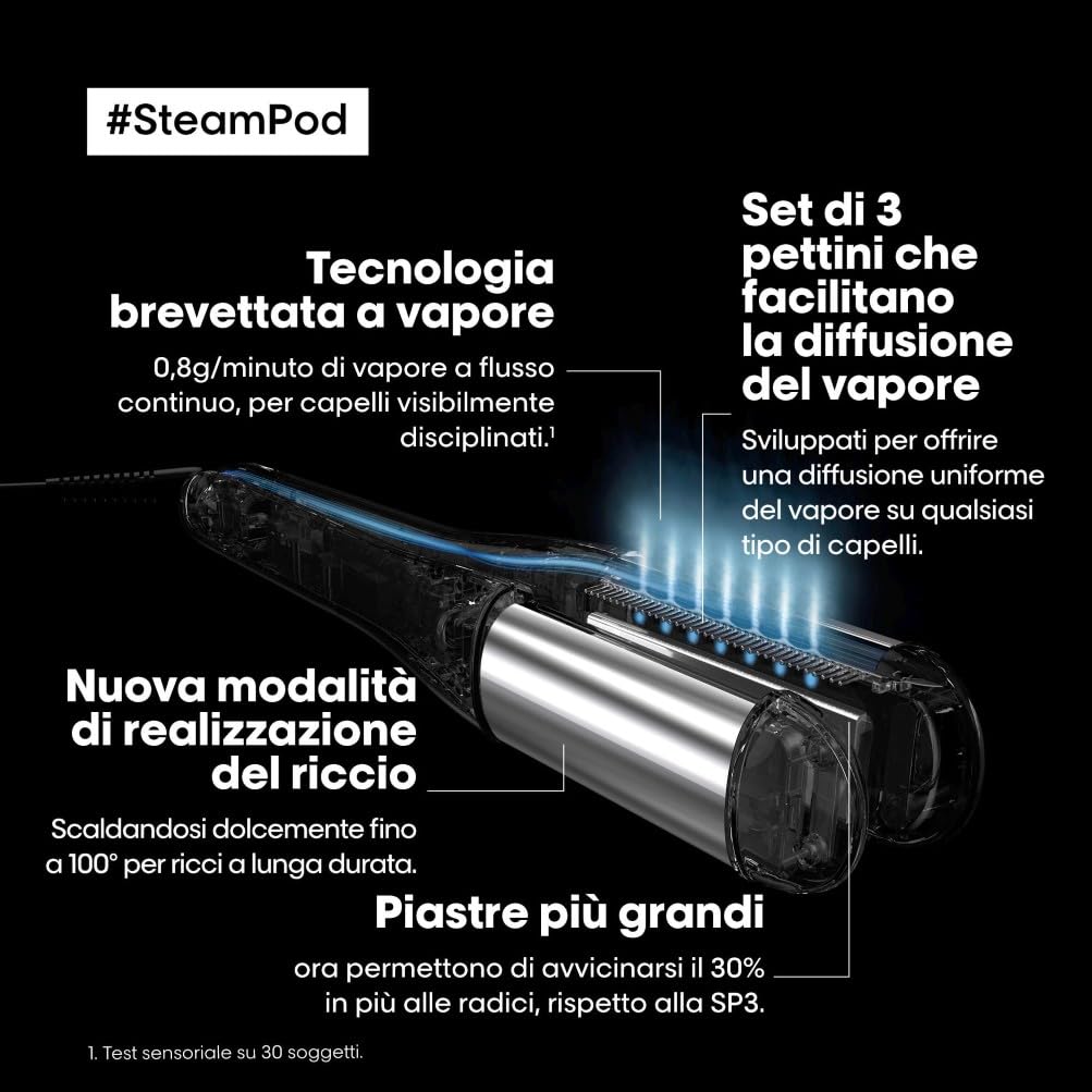 L'Oréal Professionnel Paris | SteamPod 4, Piastra per Capelli Professionale Tutto in Uno, Con Tecnologia a Vapore, Per Qualsiasi Look dal Liscio al Riccio, Per Tutti i Tipi di Capelli