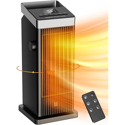 BREEZOME Space Heater, 1500W Fast Heating Heater for Indoor Use, Portable Ceramic Electric Heaters for Home with Thermostat, 90° Oscillating, Remote