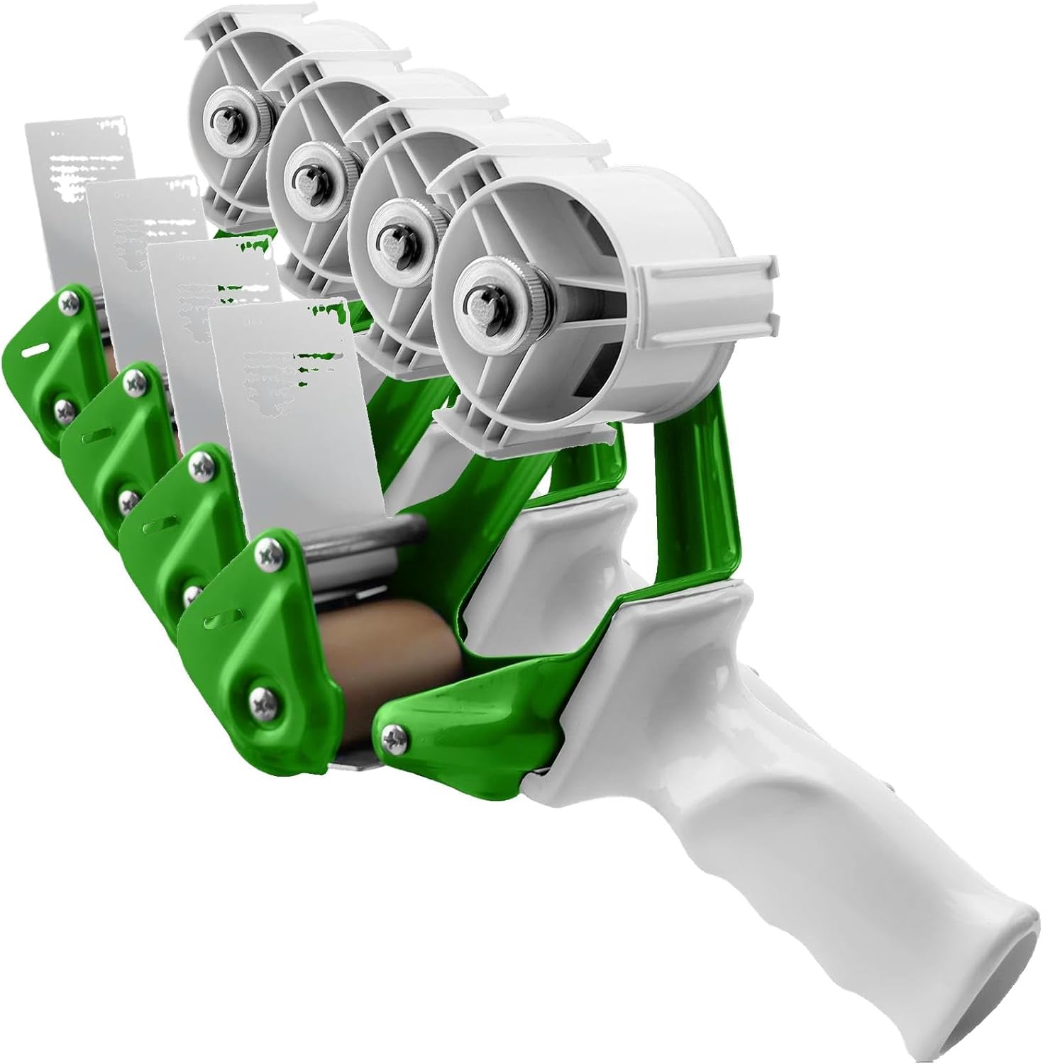 TAPEWELL Heavy Duty Metal Frame 2 Inch Wide Packing Tape Dispenser Gun with Special Ergonomic Handle, 3" Core, Premium Tempered Steel Blade (Pack of 4)