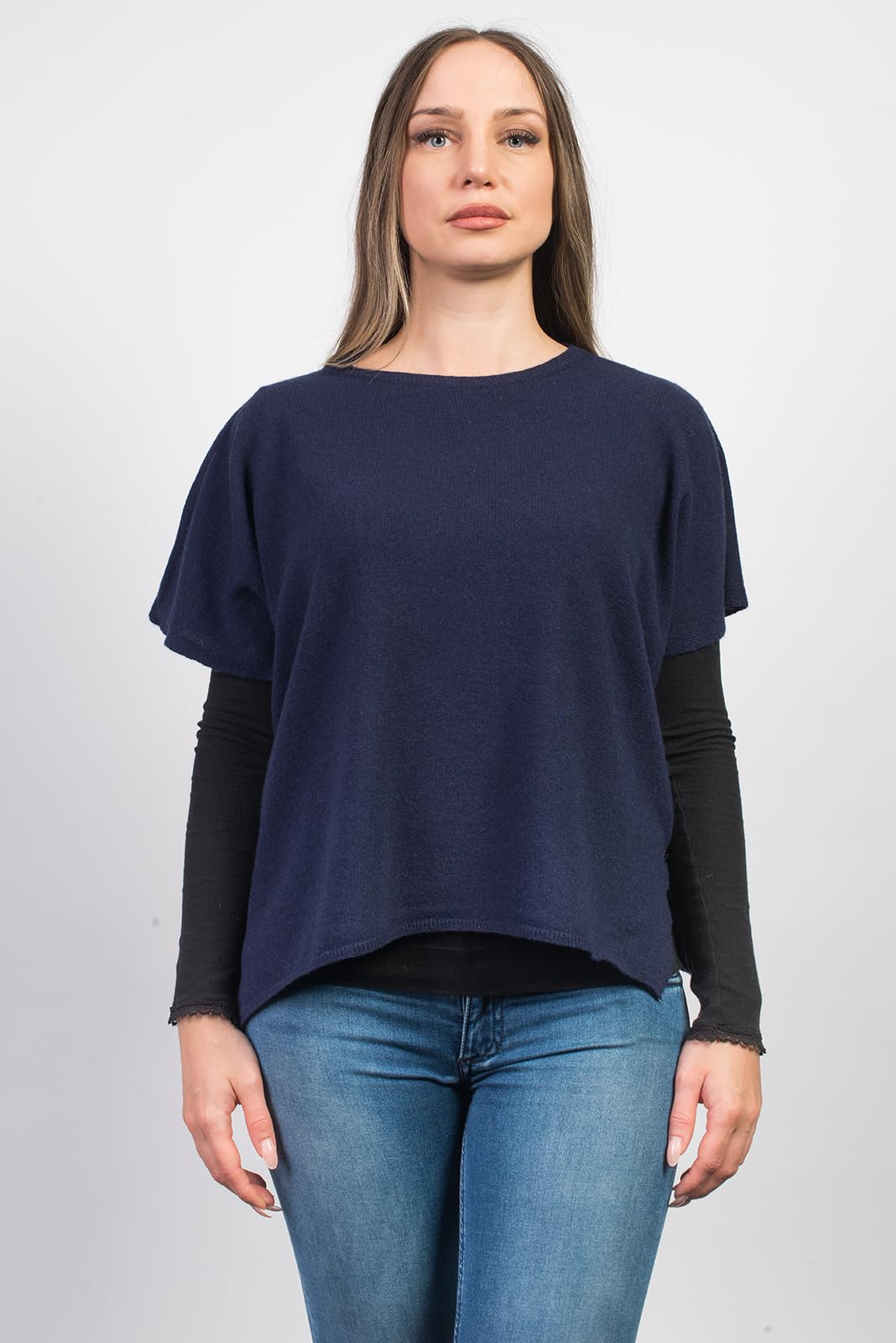 DALLE PIANE CASHMERE Poncho Donna Misto Cashmere Lana | Poncho mantella avvolgente, taglia unica, perfetto in viaggio e in città, un elegante regalo per lei, Made in Italy