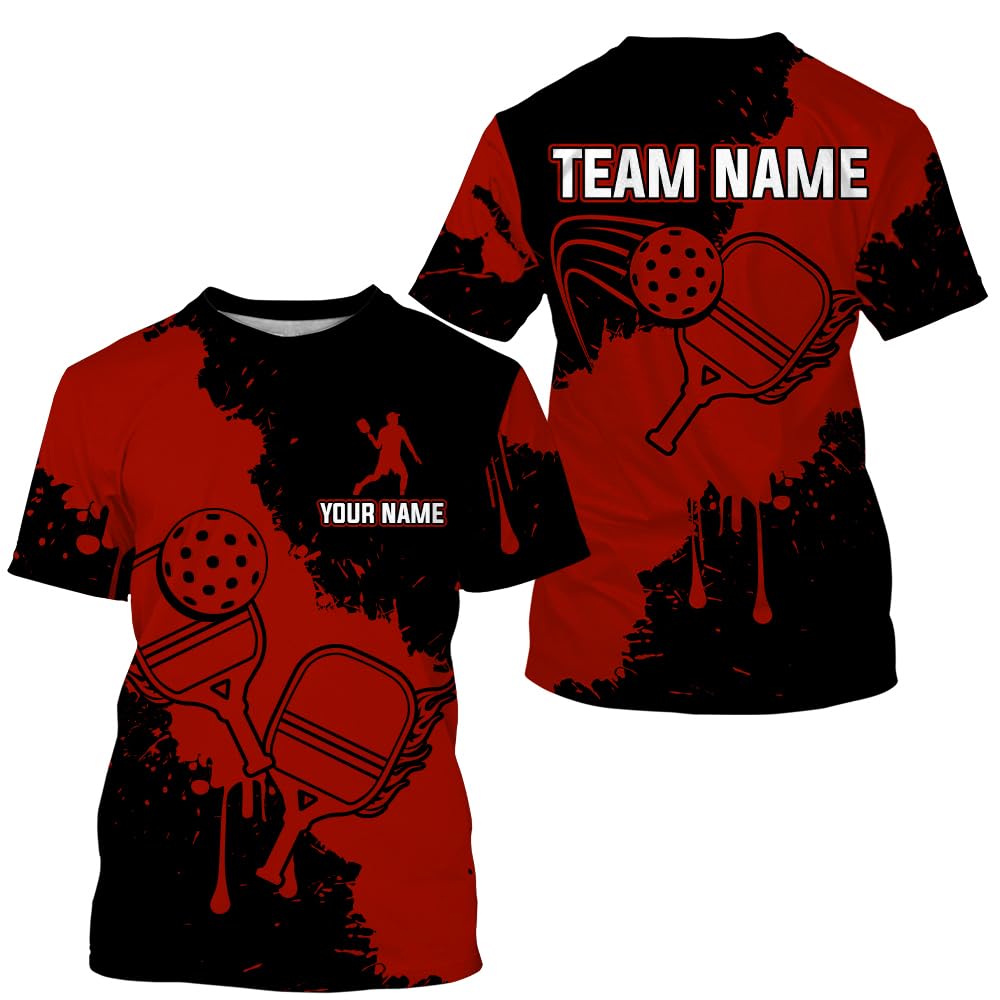 Custom Pickleball Jersey Pickleball Team Shirt Pickleball Jersey for Men Women Pickleball Clothes (US, Alpha, Small, 5X-Large, Regular, Regular, Red)
