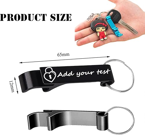 Miniatura 2 de 100 llaveros personalizados para abridor de botellas, resistentes al desgaste, a granel, texto, logotipo, imagen, abridor de botellas de cerveza de
