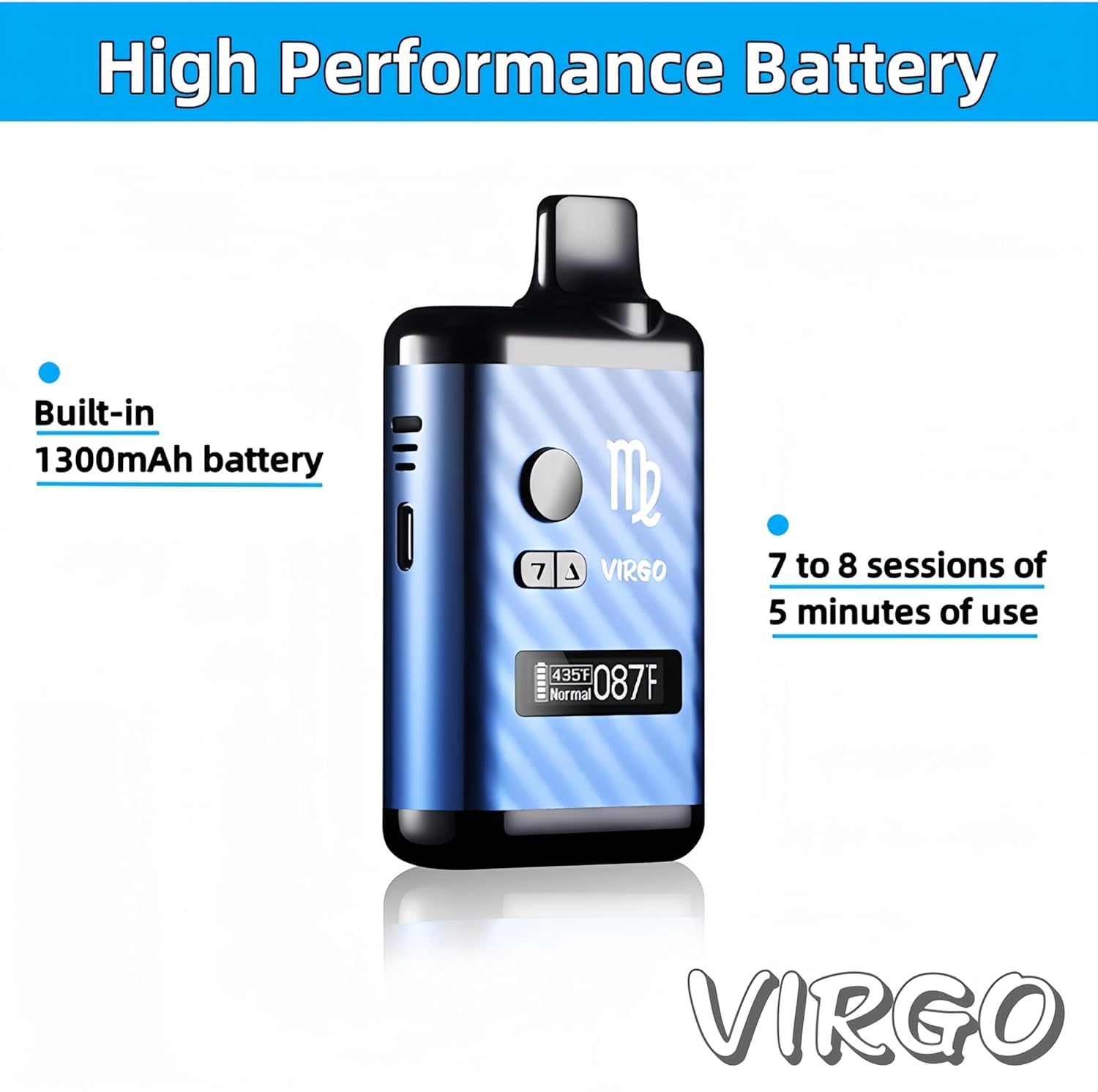 Vaporizzatore per erbe secche Virgo, camera di riscaldamento in ceramica, display OLED e controllo della temperatura (Verde)