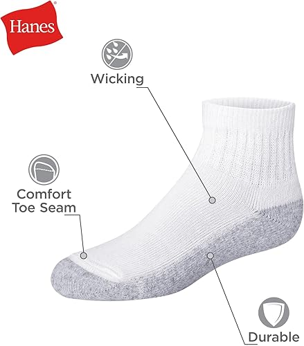 Miniatura 3 de Hanes Calcetines para niños, tobillo acolchado doble resistente y invisible, paquetes de 12 pares
