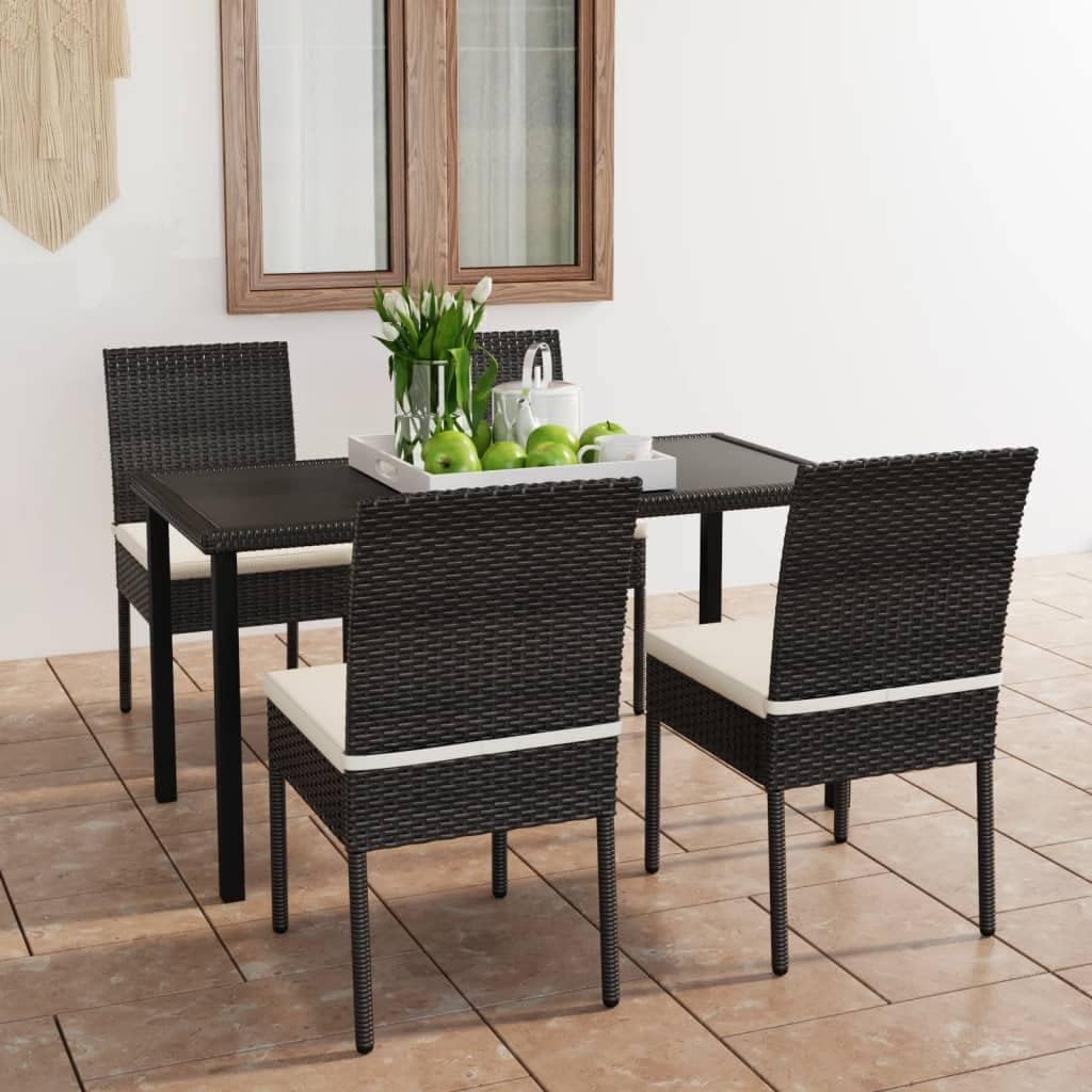 5 Piece Patio Dining Set,Outdoor Bar Set,Backyard Furniture,Backyard Sofa Suit,Used in Bistro, Patio, Sunroom or Dining Room,Tearoom, Poly Rattan Black
