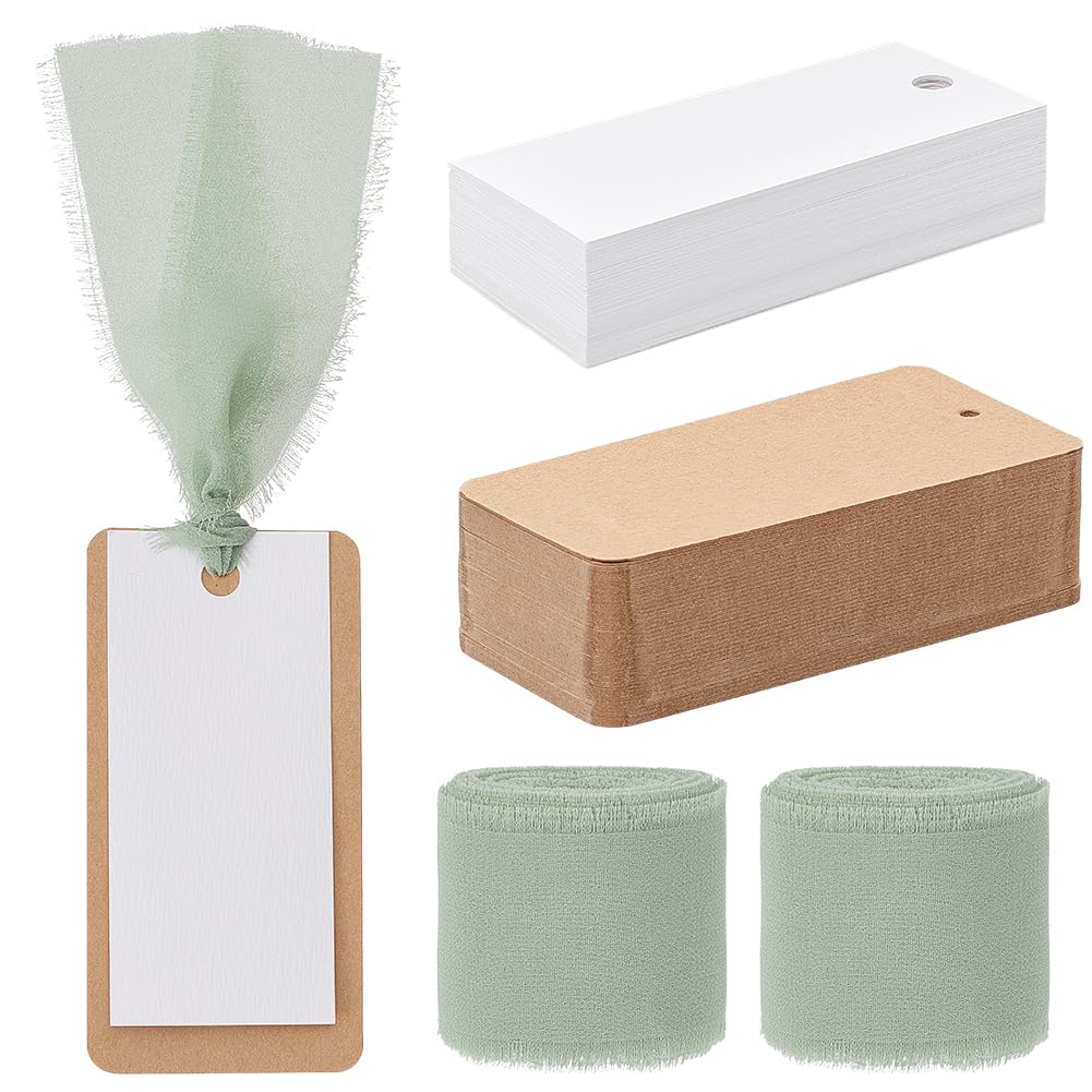 BENECREAT 80Pcs Name Place Cards for Table Setting with 10m/10.9 Yards Green Faux Suede Cord, 99×50mm/3.9×2inch DIY Blank Hanging Gift Tags for Wedding Table Decor Birthday Banquet Christmas Party