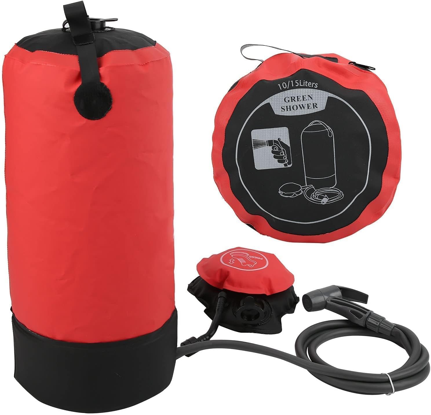 Solar Shower Bag, 11L Portable Camping Shower Bag, Special Nozzle Design Outdoor Shower with Shower Head Tube, for Camping, Hiking, Traveling