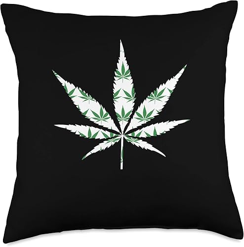 420 Marihuana Blatt Cannabis Kiffer Hanf Weed Grass Cannabis Lovers - Almohada de hoja de cáñamo 18 x 18 pulgadas multicolor